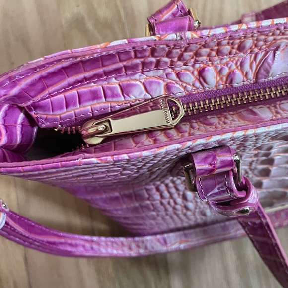 New Brahmin Pink Mini Asher Satchel Julep Ombre Leather Crossbody Bag - Picture 4 of 13